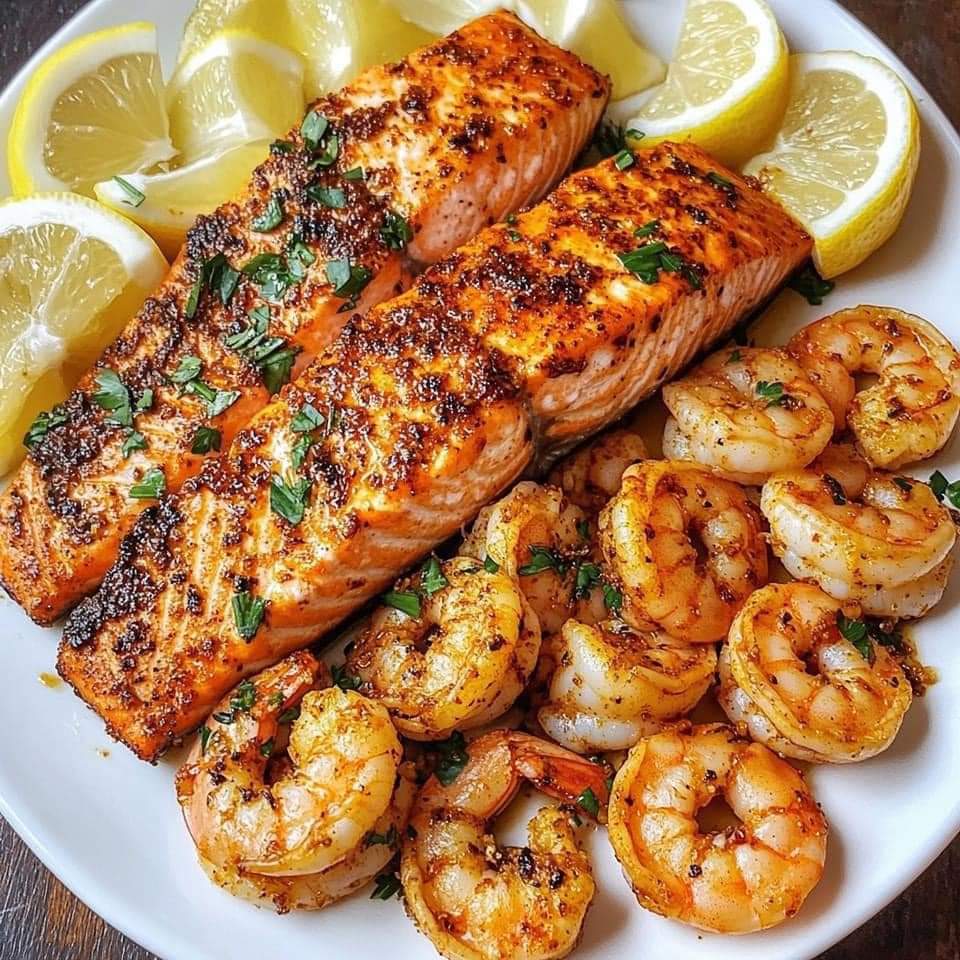 Salmon and shrimp platter
