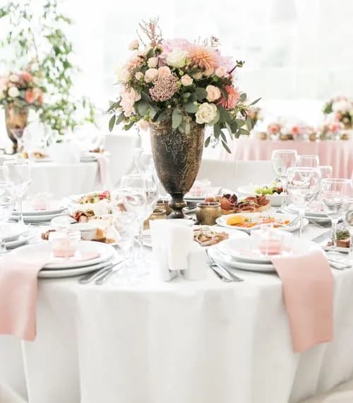 An elegantly styled fundraiser dinner table
